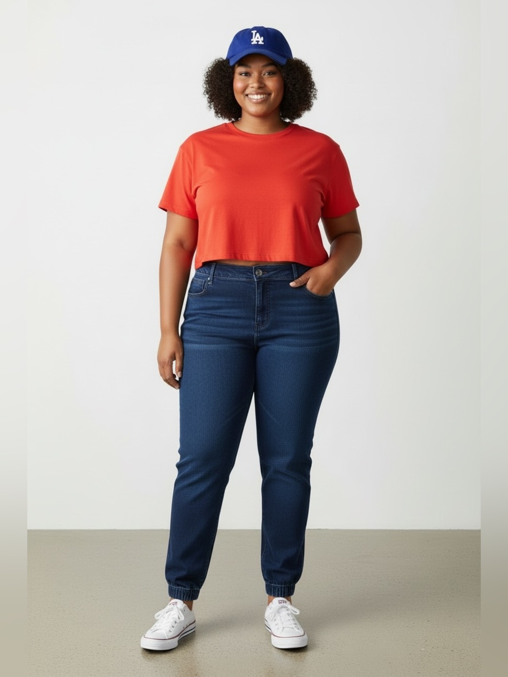 High-Rise dark blue Jeggings with Elastic Cuffs - Women